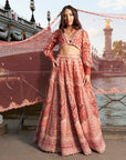 Red Puff- Sleeve Lehenga Set