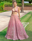 Victoria Rose Pink Lehenga Set - pink lehenga