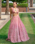 Victoria Rose Pink Lehenga Set - pink lehenga