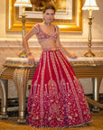 Plum Blossom Red Lehenga Set