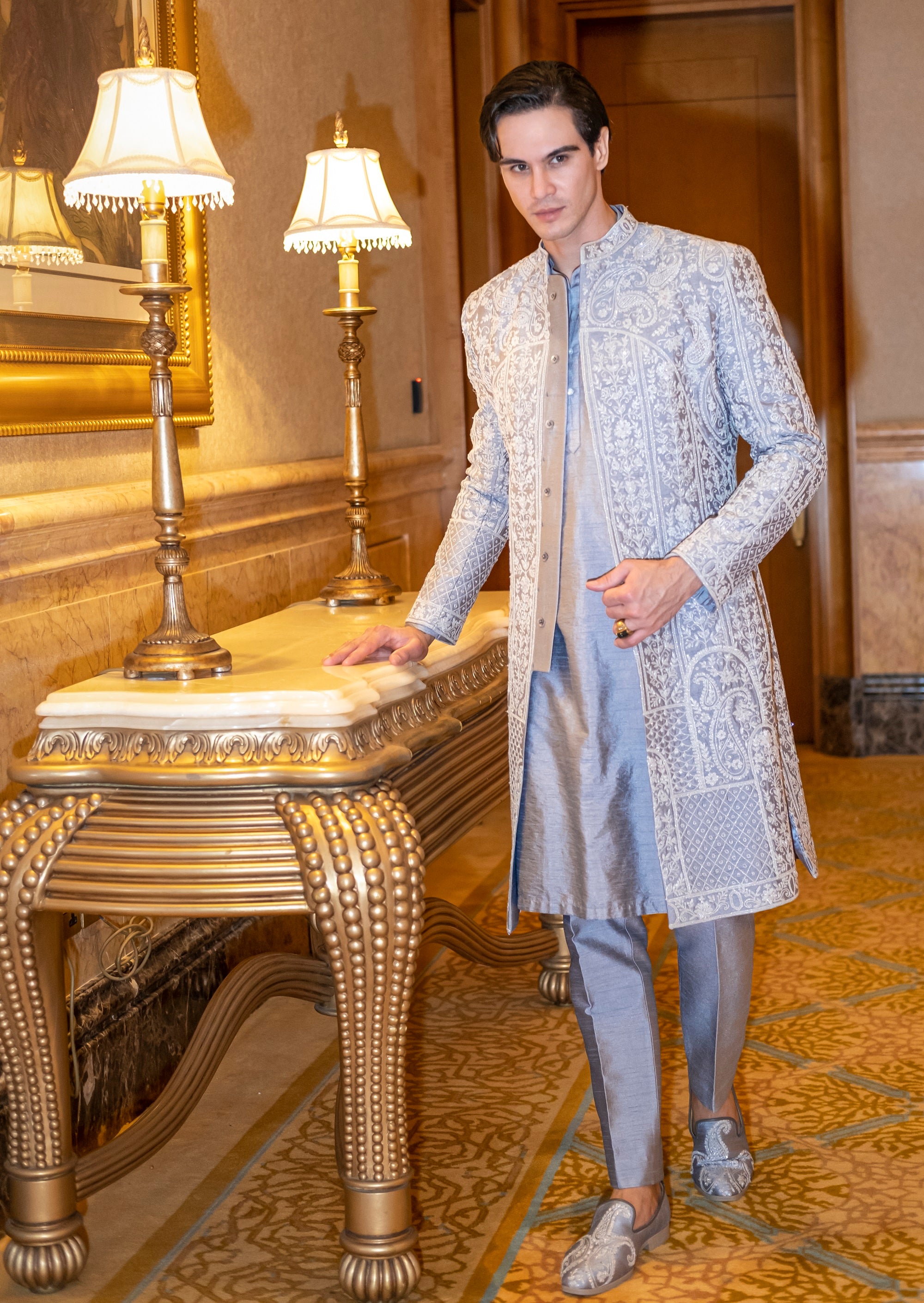Platinum Prince Sherwani Set - Groom Sherwani