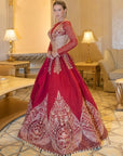Plum Blossom Red Lehenga Set