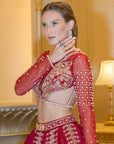 Plum Blossom Red Lehenga Set