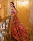 Bahaara Pink Punch Lehenga Set - bridal embroidered lehenga