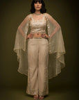 Embroidered Ivory Cape Set - indian attire New Zealand