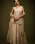Ivory Beige Embroidered Sharara Set - sharara Canada