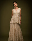 Ivory Beige Embroidered Sharara Set - sharara Canada