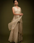 Ivory Beige Embroidered Sharara Set - sharara Canada