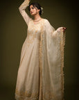Ivory Beige Anarkali Set - anarkali set USA