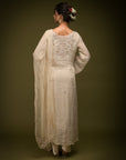 Ivory Beige Organza Kurta Set - kurti
