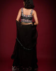Black Cape Embroidered Sharara Set - black sharara set Sydney