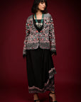 Black Jacket Drape Gown Set - black gown Australia