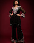 Black Embroidered Kurta Set - black kurti for women