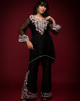 Black Embroidered Kurta Set - black kurti for women