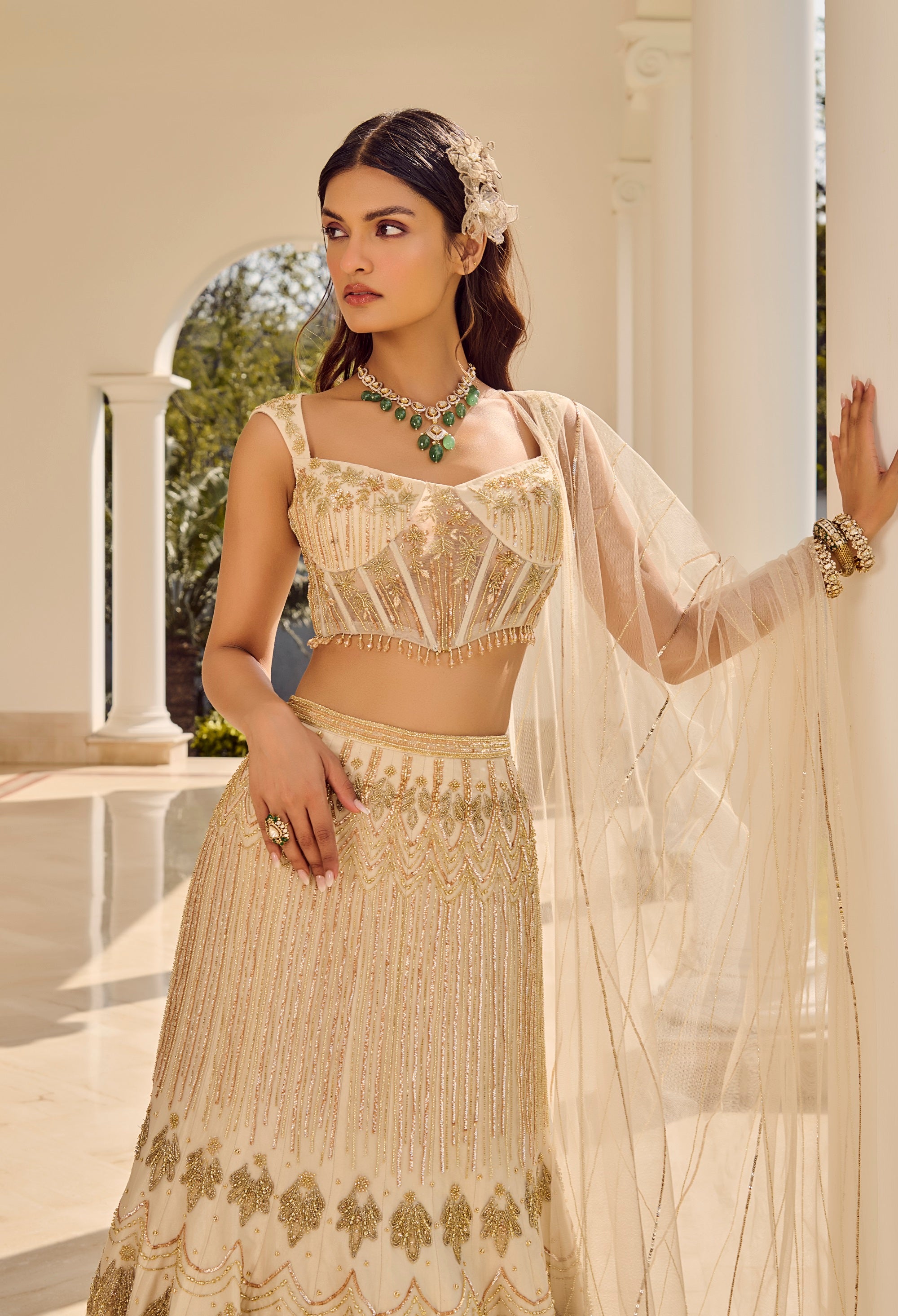 Dusty Ivory Lehenga Set
