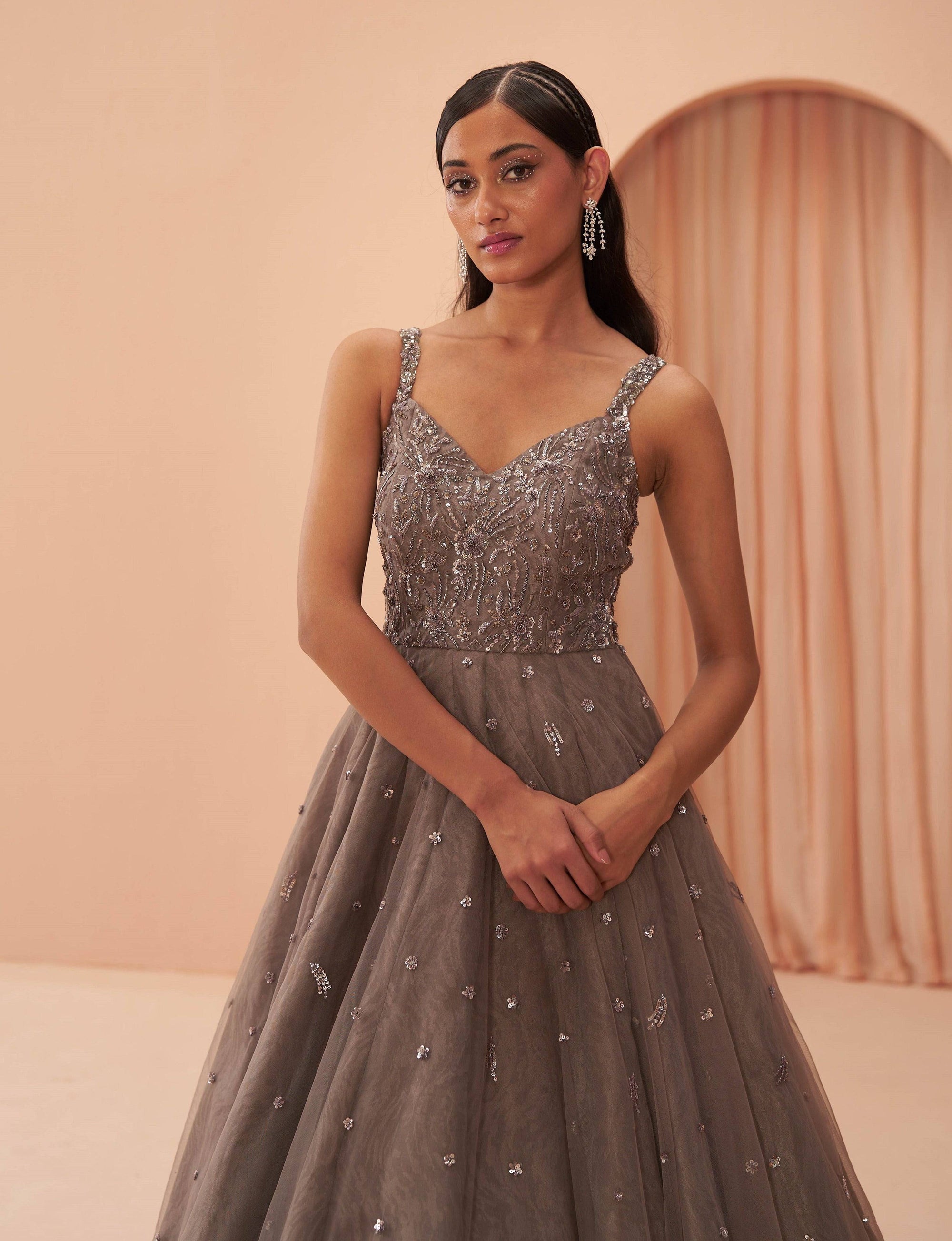 Ebony Grey Gown - indian attire Sydney