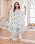 Liril Blue Floral Print Hand Embroidered Yoke Cape - indian fashion