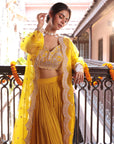 Mustard Embroidered Lehenga - lehenga USA