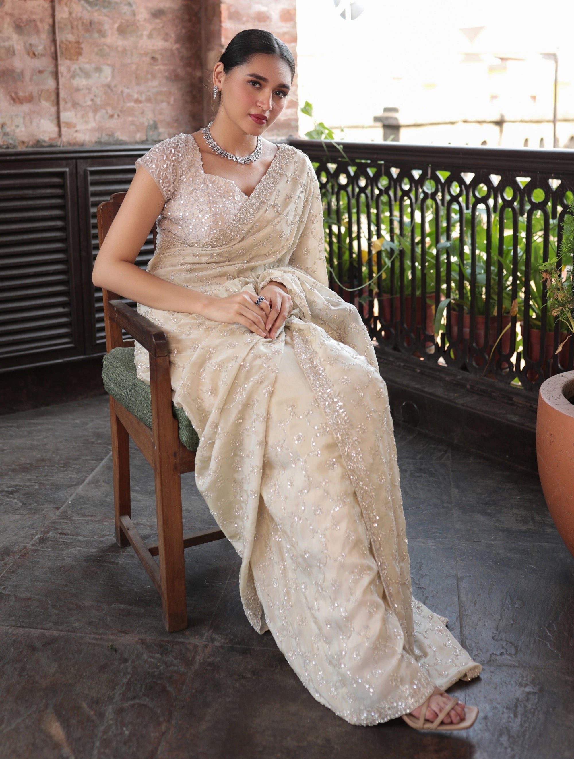 Gold Embroidered Saree - saree Canada