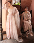 Peach Embroidered Angrakha Gown - peach gown Sydney