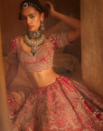 Red FROSTY Heavily Embroidered Lehenga - red bridal lehenga Canada