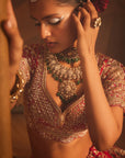 Red FROSTY Heavily Embroidered Lehenga - red bridal lehenga Canada