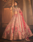 Red FROSTY Heavily Embroidered Lehenga - red bridal lehenga Canada