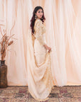Ivory Beige Chanderi Saree and Blouse - indian saree