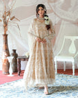 Ivory Beige Anarkali and Palazzo with Dupatta - anarkali kurti