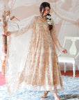 Ivory Beige Anarkali and Palazzo with Dupatta - anarkali kurti
