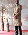 Golden Black Sherwani Set - indian mens clothing