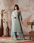 Chanderi Tissue Kurta and Pants Set - kurti for women