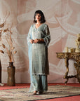 Chanderi Tissue Kurta and Pants Set - kurti for women