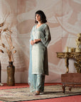 Chanderi Tissue Kurta and Pants Set - kurti for women