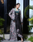 Black Embroidered Drape Gown Set - indian gown dress