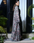 Black Embroidered Drape Gown Set - indian gown dress