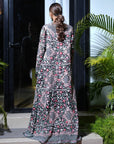 Black Embroidered Drape Gown Set - indian gown dress