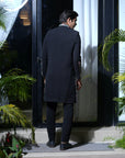 Hand Embroidered Black Silk Sherwani - indian dress for men
