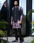 Hand Embroidered Black Groom Sherwani - indian attire for men