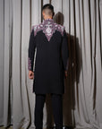 Hand Embroidered Black Groom Sherwani - indian attire for men