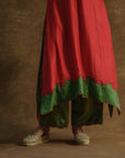 Red and Green Kurta with Palazzo Pants and Dupatta - red dress USA