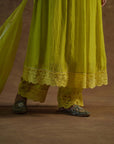Lemon Yellow Kurta with Palazzo Pants and Dupatta - yellow dress USA