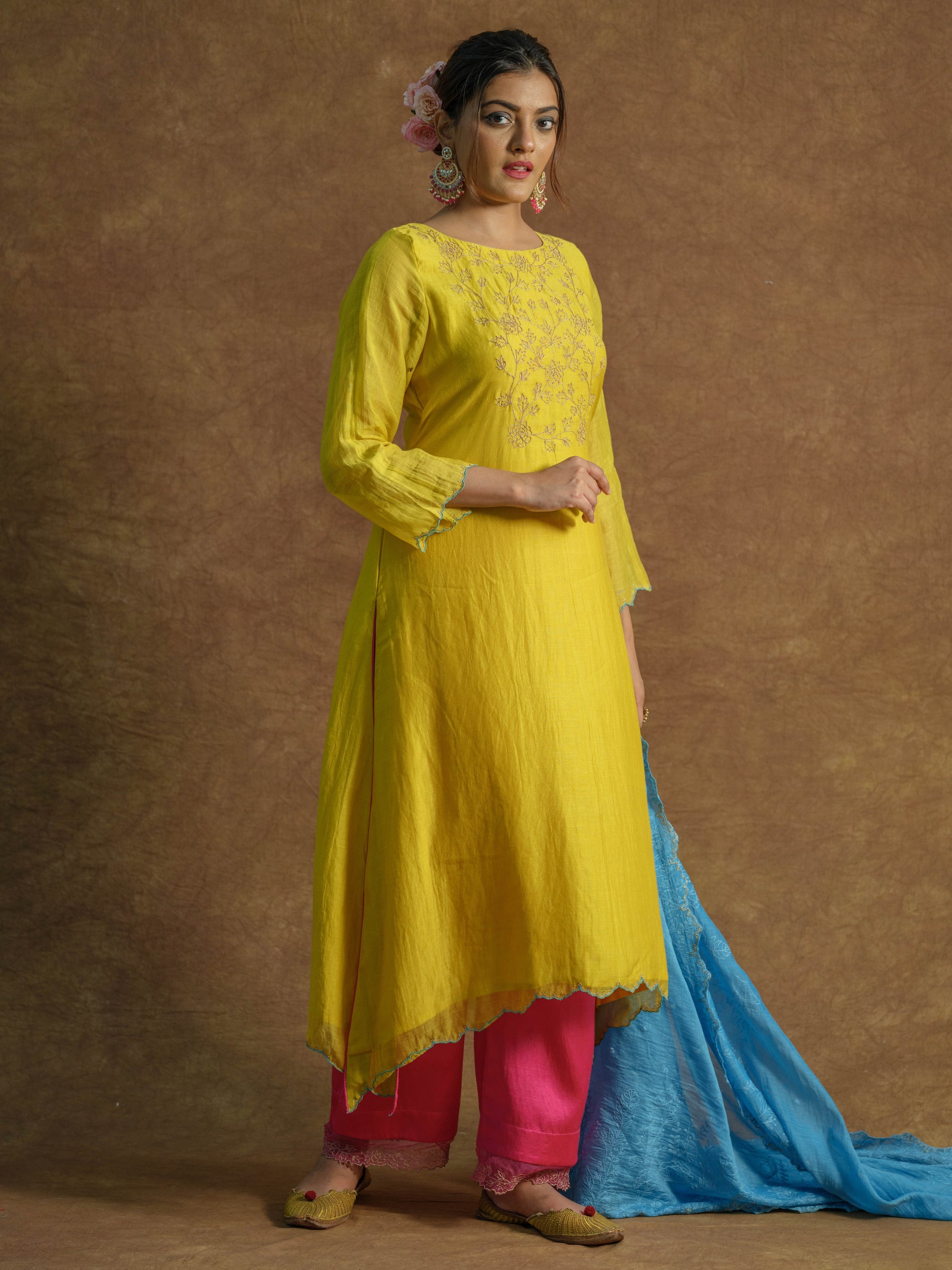Multicolor Kurta and Palazzo Pants Set - kurta & palazzo set Australia