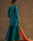 Emerald Green Kurta with Flared Sharara and Dupatta - kurta set Canada