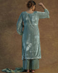 Greyish Green Kurta with Palazzo Sharara and Dupatta - indian wear for women USA