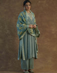 Greyish Green Kurta with Palazzo Sharara and Dupatta - indian wear for women USA