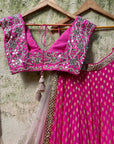 Fuchsia and Nude Lehenga Set - hot pink lehenga New Zealand