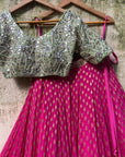 Fuchsia and Olive Lehenga Set - lehenga Canada