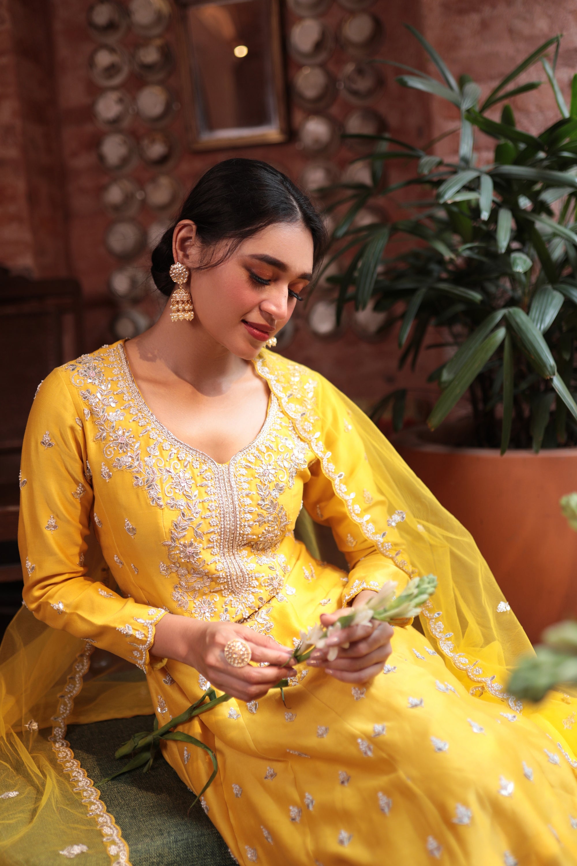 Mustard Embroidered Suit - indian attire New Zealand