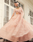 Pink GULZAR Embroidered Lehenga - pink embroidered lehenga USA